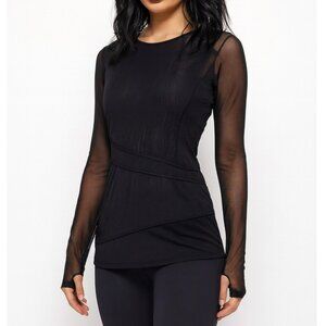 ALALA Mesh Long Sleeve Athletic Top Tunic size S Gym Goth Minimalist